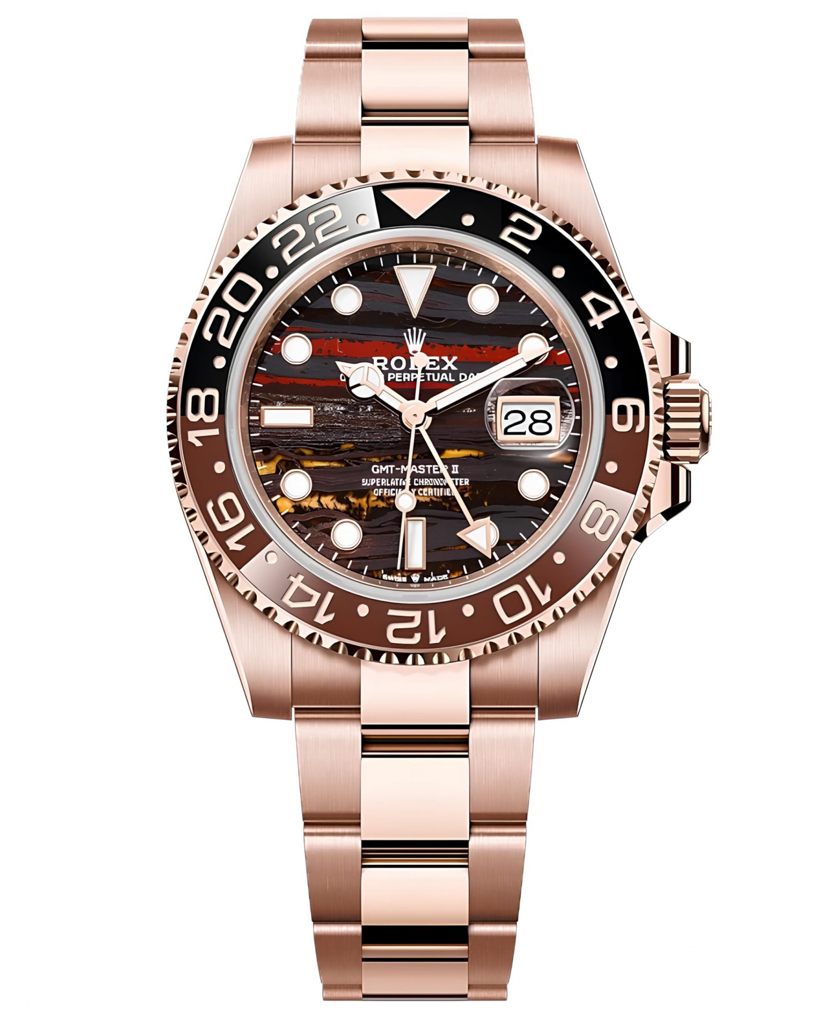 Часы с позолотой Rolex GMT Master II Tiger Iron 40mm 126715CHNR-0002